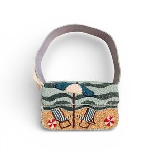 Beach Scene Beaded Shoulder Bag
